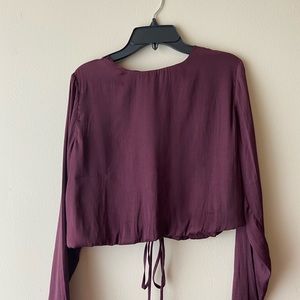 Lola Grace burgundy long sleeve top with ribbon in XS